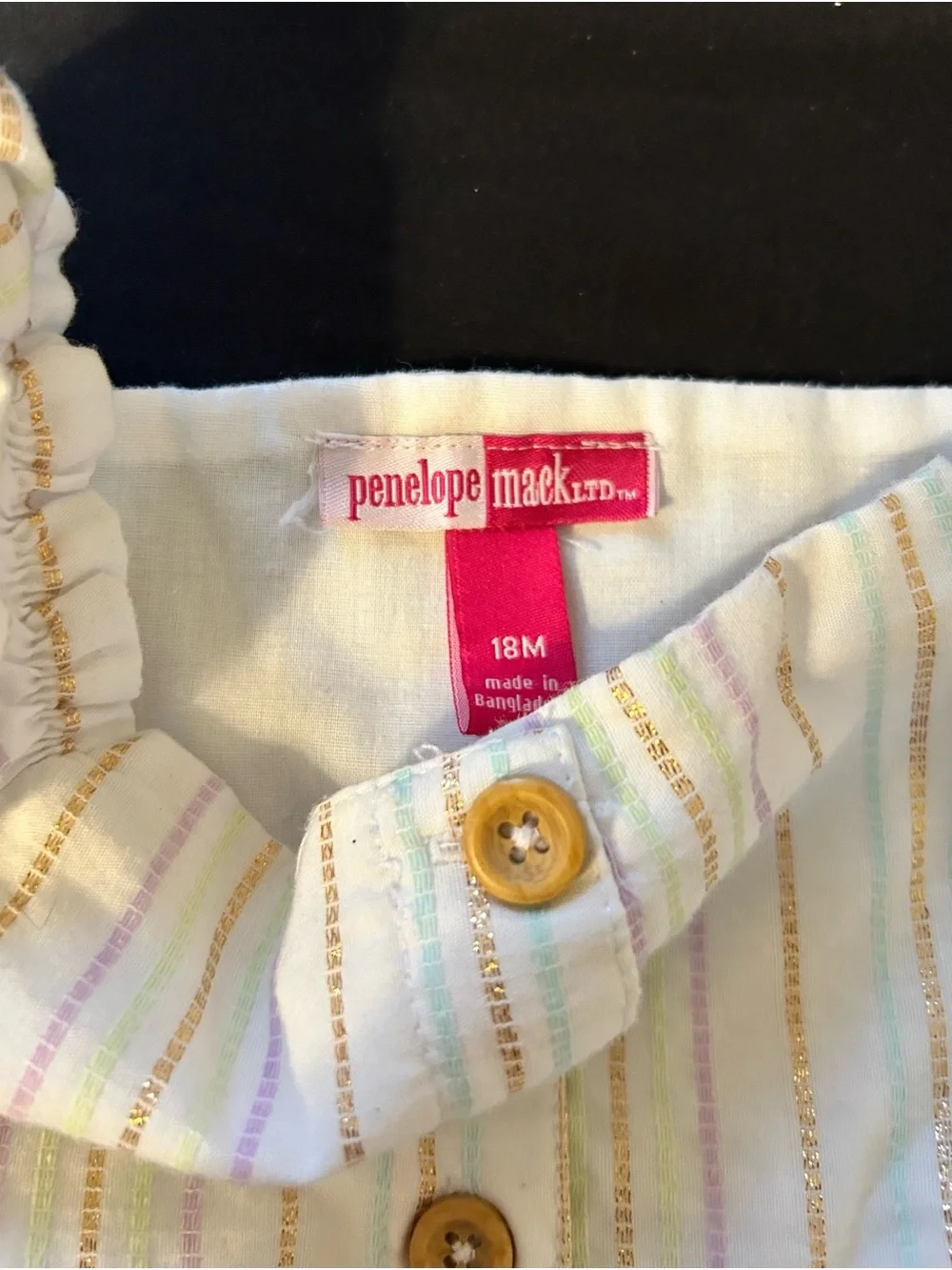 Penelope Mack Pastel Multi-Striped Button-Down Infant/Toddler Dress/Size 18 M